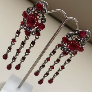 🆕🔥Red Crystal Chandelier large earrings